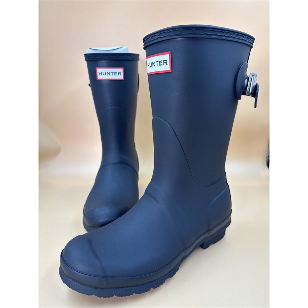 New Hunter Women's Navy Blue Original Short Back Adjustable Rain Boots Size 6
